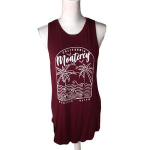 Monterey California Burgundy High Low Tank Top Size Large Pacific Ocean Soft